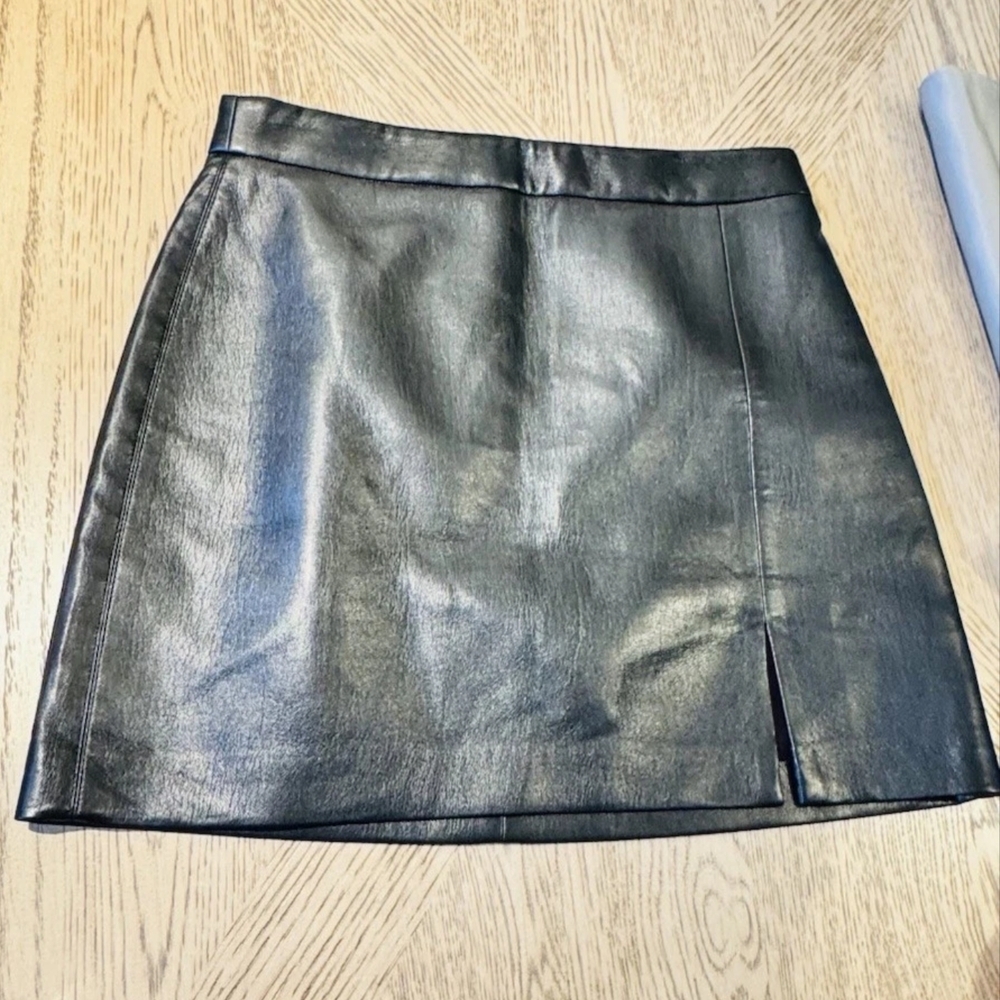 Wilfred Free Black Faux Leather Mini Skirt 4